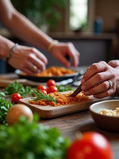 Hands-on participation in a traditional cooking class in a rustic kitchen.